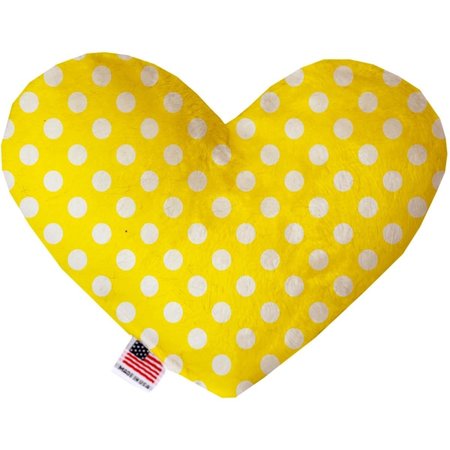 MIRAGE PET PRODUCTS Sunny Yellow Swiss Dots 6 in. Stuffing Free Heart Dog Toy 1250-SFTYHT6
